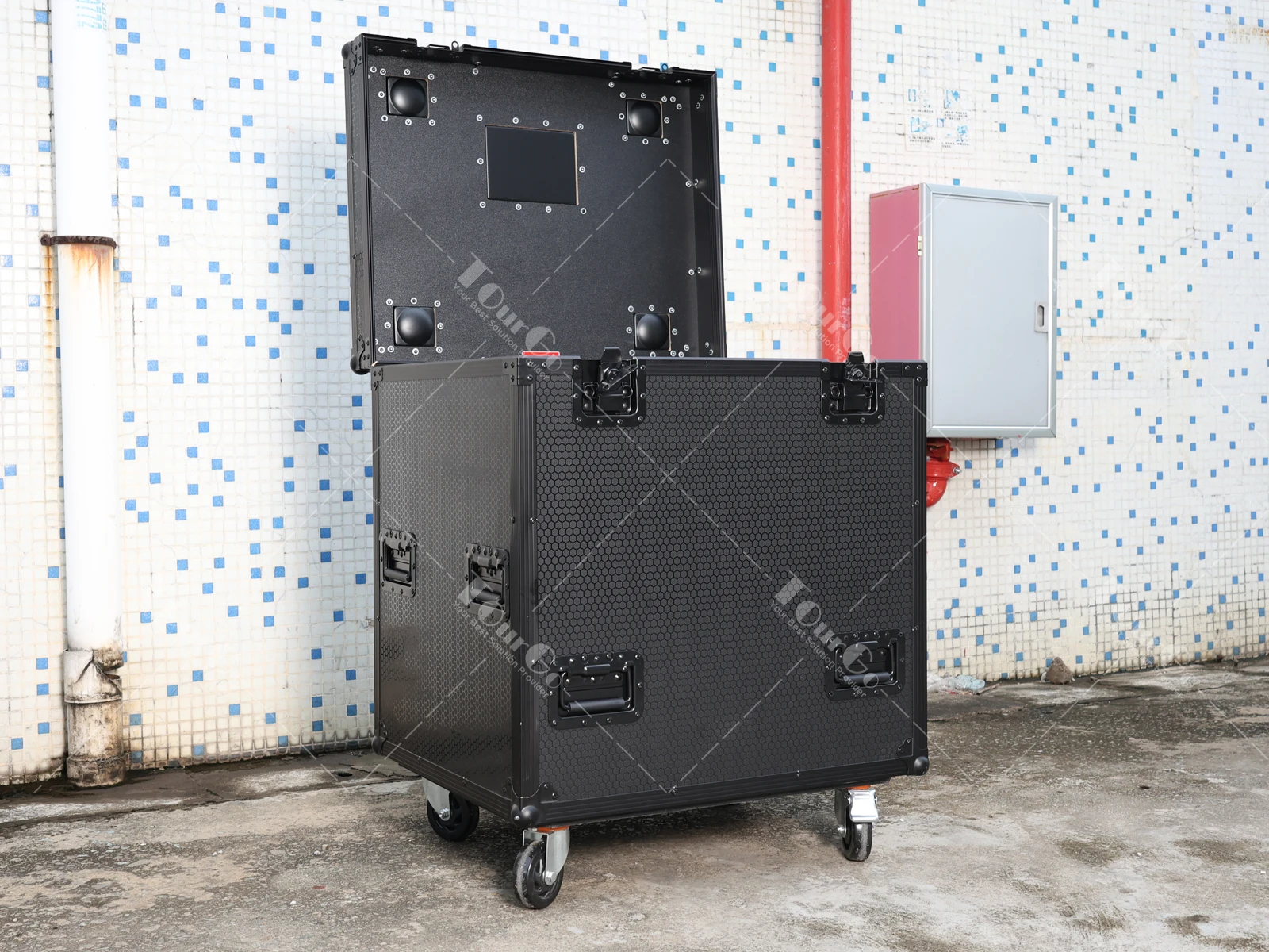 Custodie nere per cavi e camion Touring Flight Road Case con vassoio divisori