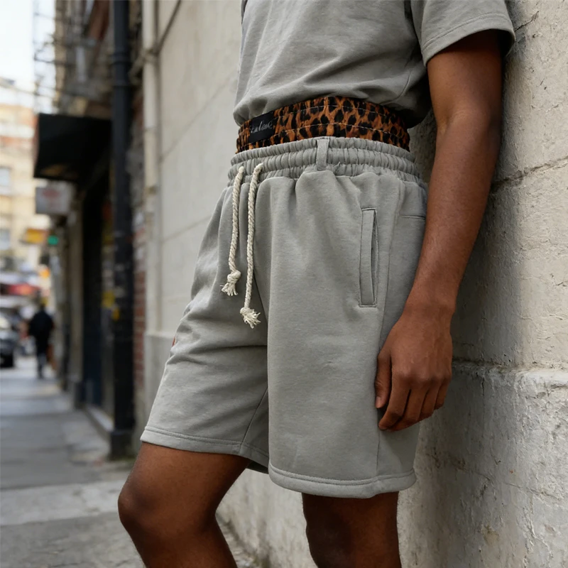 American high street fashion brand Y2K double waist embroidered design casual loose five quarter shorts Men's Clothing