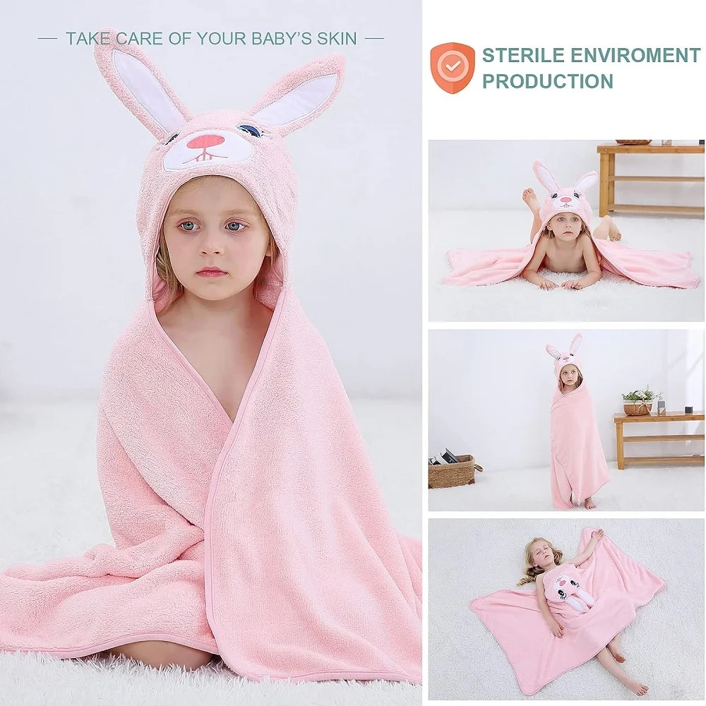 MICHLEY Cute Frog Toddler Hooded Baby Towels Super Soft Bathrobe Shower Warm Sleeping Swaddle Blanket For Boys Girls Kids 0-9T