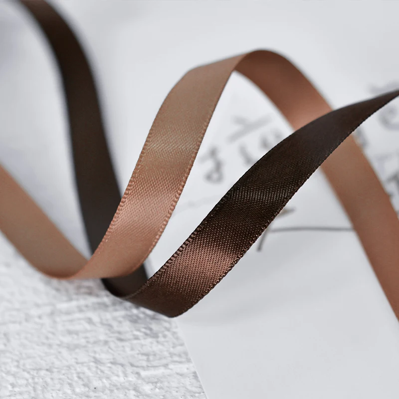 YAMA 100yards 6 9 13 16 19 22 mm Single Face Satin Ribbon Gold Brown Ribbons for Party Wedding Decoration Handmade Rose Gifts
