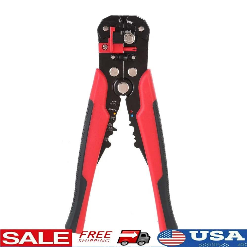 

Self-Adjusting Wire Stripper 8TD0016D 24-10 AWG Crimper Wire Cutter with Integrated Stop Micro-Adjust Knob Comfort Grip