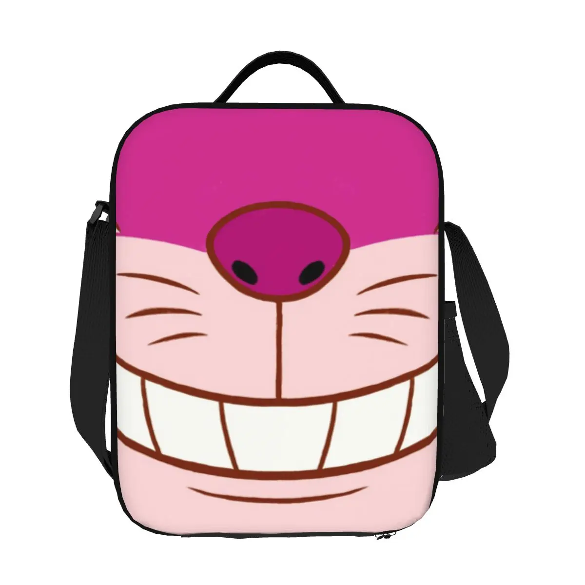 

Custom Cartoon Manga Cheshire Cat Smile Lunch Bag Men Women Cooler Thermal Insulated Lunch Box for Children School