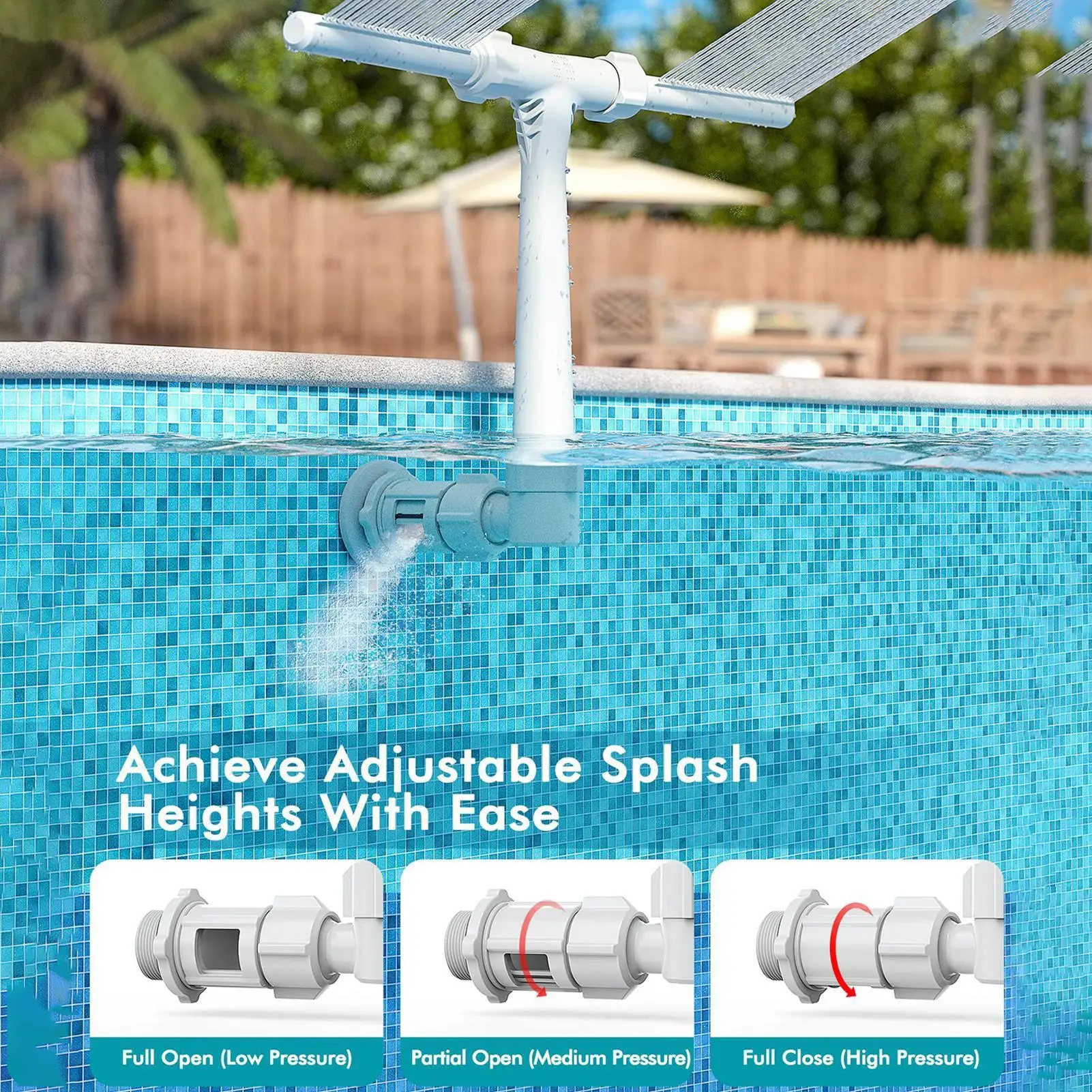 T-Shaped Pool Pump Fountains 360 Degree Adjustable Double Heads Pool Waterfall Spray Garden Pools Pump Cooling Spray