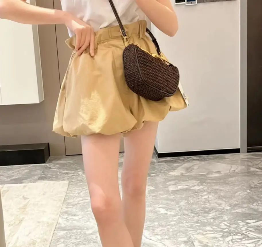 KONDALA-pantalones cortos con globos de color caqui, estilo callejero informal, bolsillos con cintura elástica, cintura alta, moda de verano, pantalones de ocio holgados 2025