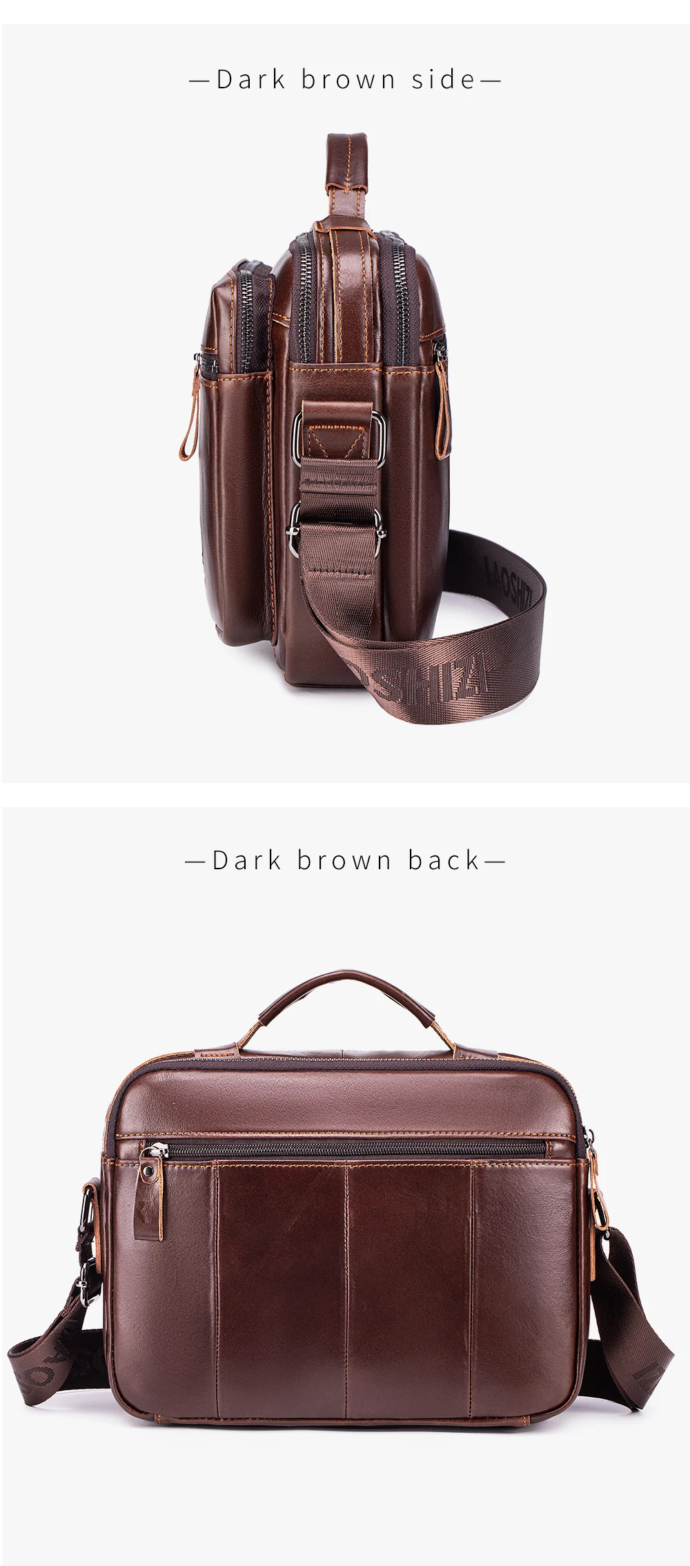 Old Lion Herren-Umhängetasche, Umhängetasche aus Leder mit Hauptschicht, handgehaltene Business-Hängetasche aus echtem Leder – Detail 8