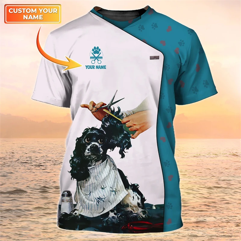 2025 신상 패션 애완견/고양이 패턴 맞춤 이름 3D 풀 프린트 티셔츠 여름 유니섹스 캐주얼 남녀 공용 티셔츠