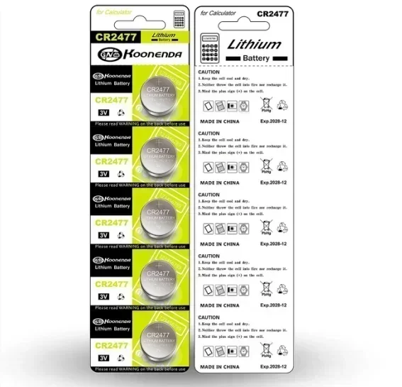 CR2477 button lithium battery 3V high-performance flashlight ER2477 high-temperature resistant button battery 1000mAh