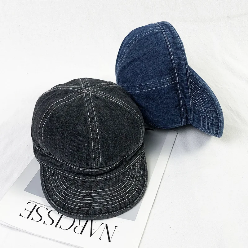 Short Brim Denim Baseball Caps For Men Summer Outdoor Leisure Visor Hats For Women Washed Cotton Hip Hop Casual Cap Unisex