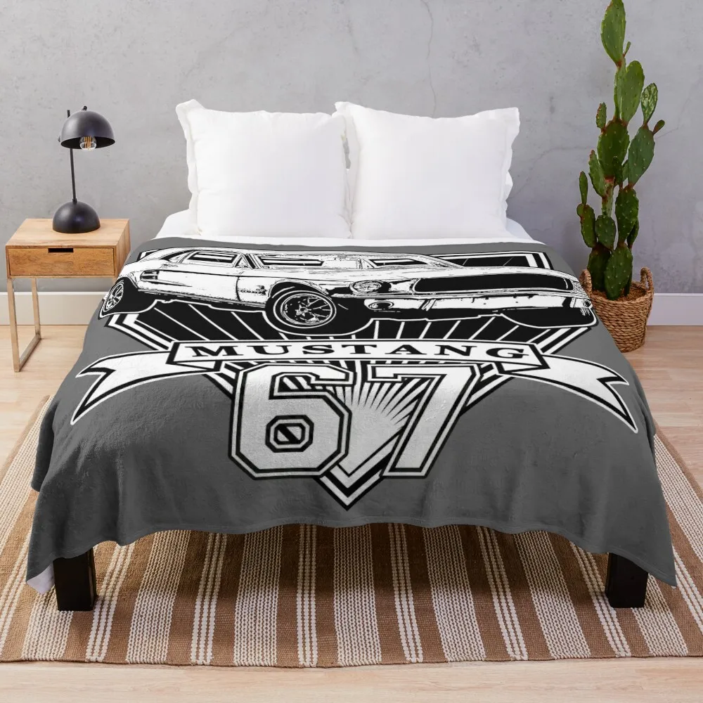 67 Mustang Coupe Throw Blanket Cute Plaid Hair Blankets