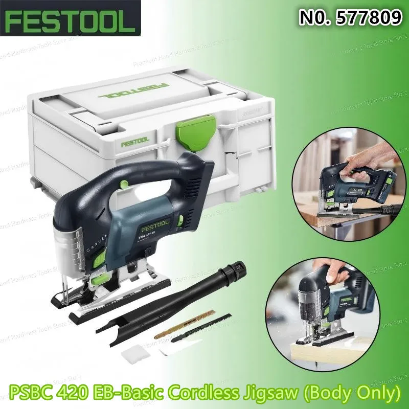 FESTOOL 577809 PSBC 420 EB CARVEX 3800SPM 18V Lithium-Ion Brushless Oscillating Jigsaw (with Toolbox)