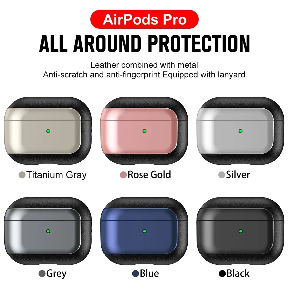 Luxury Plating Leather Texture Earphone Protection Case with Lanyard for Apple Airpods Pro 2 2nd Air Pods 3 Gen Shockproof Cover