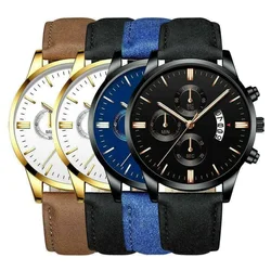 Men's Business Watch Brand Luxury Male Quartz Watches Minimalist Casual Leather Strap Digital Calendar Wristwatch Men Clock