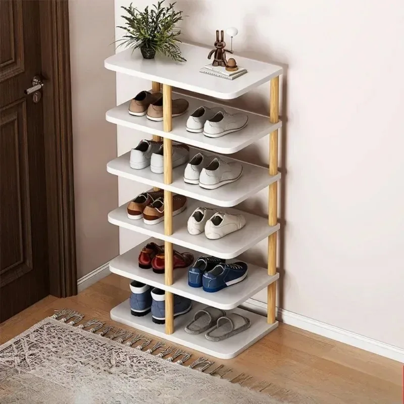 Solid wood core shoe rack household doorway multi-layer good-looking small narrow shelf simple space-saving storage rack shoe