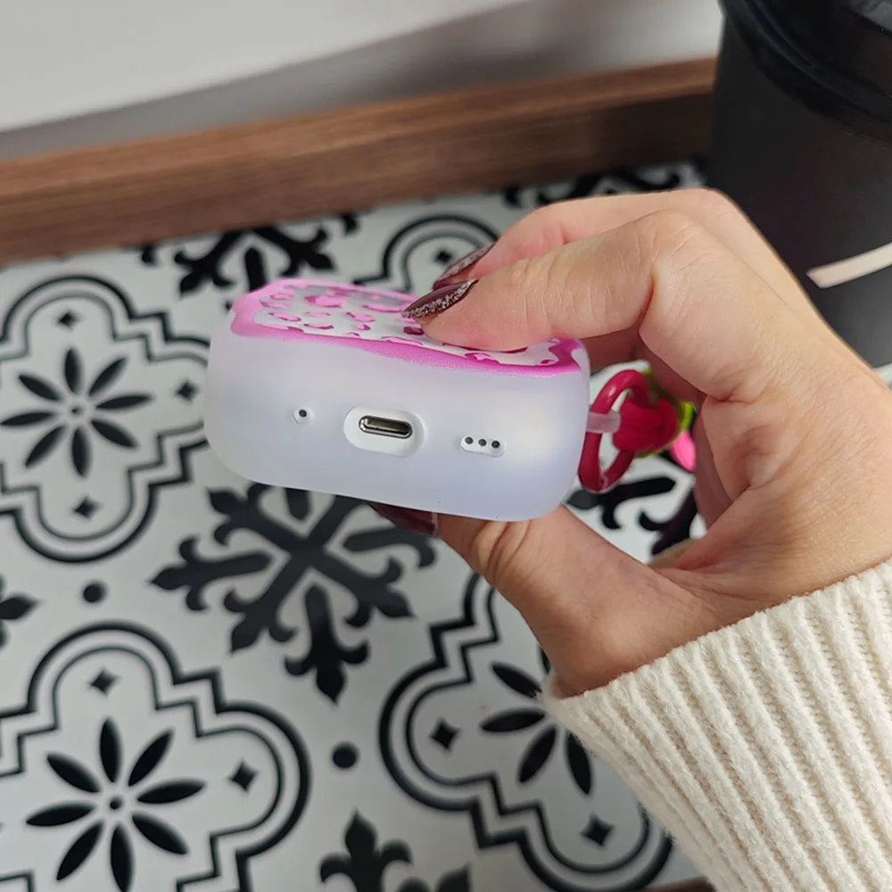 漫画の猫の波のケース,ピンクの蝶,ハート,smile,ins,1, 2,pro 2,2nd,ストラップ付きのかわいい女の子のカバー