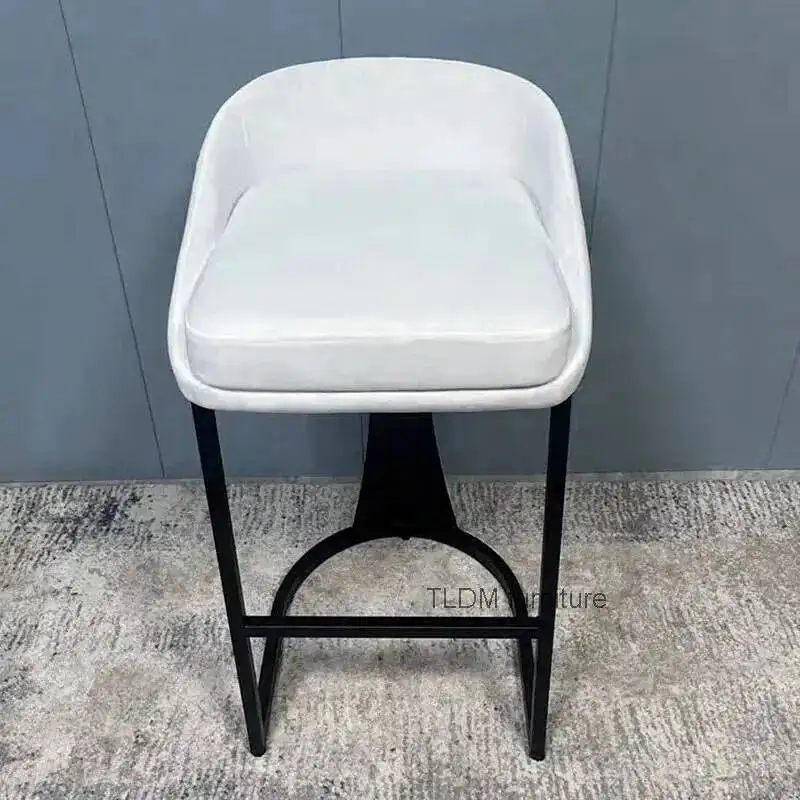 Furniture Creative Island Bar Bar Nordic Stool Backrest Upscale Comfortable Household Carbon Bar High Chairs Chairs Steel h