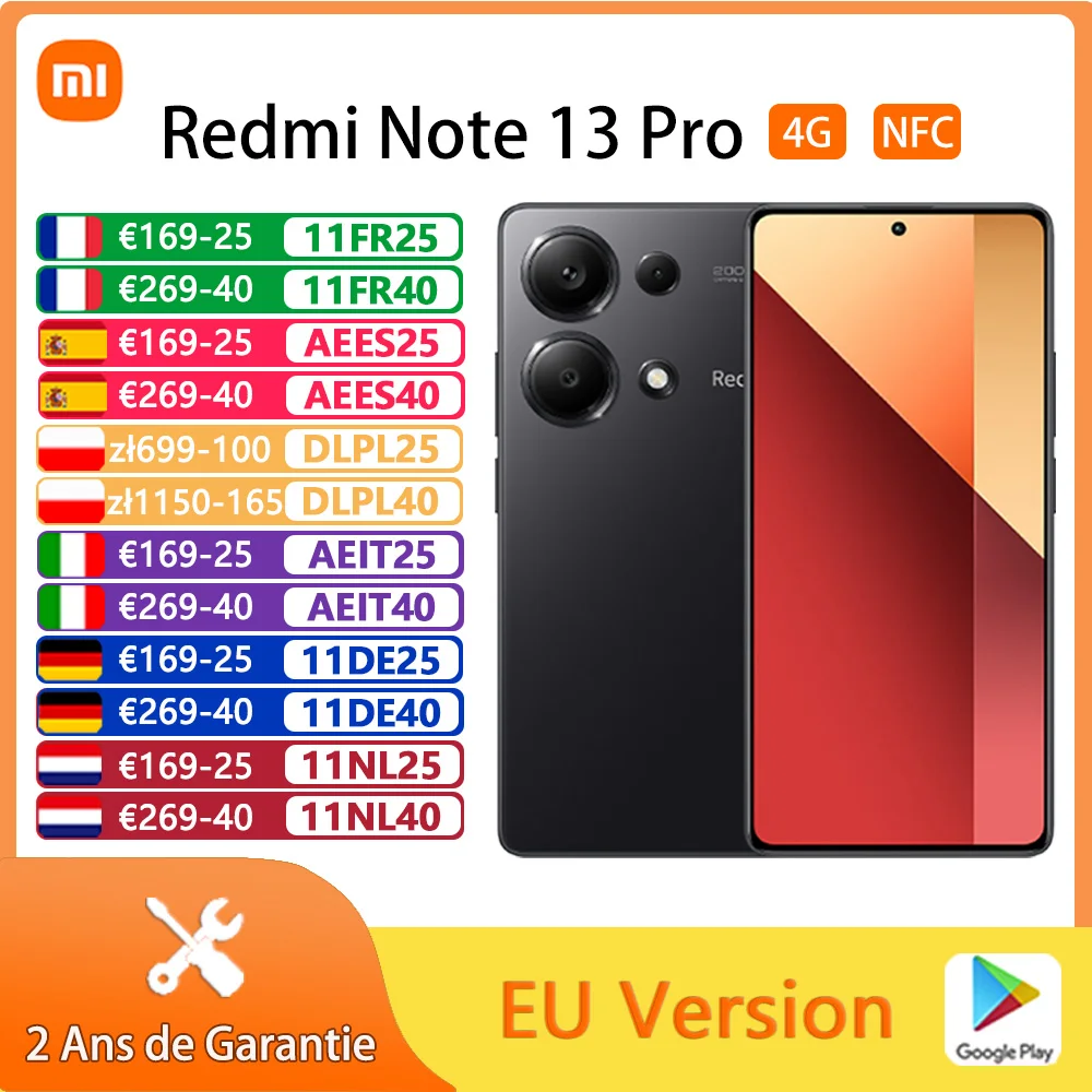 Xiaomi Redmi Note 13 Pro 4G Smartphones NFC Amole Screen FHD + 120HZ Charge 67W photo Device 200MP