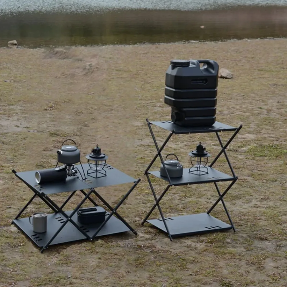 

Four-tier Rack Outdoor Storage Shelf Folding Shelf Portable Camping Picnic BBQ Storage Rack Garden Foldable Table