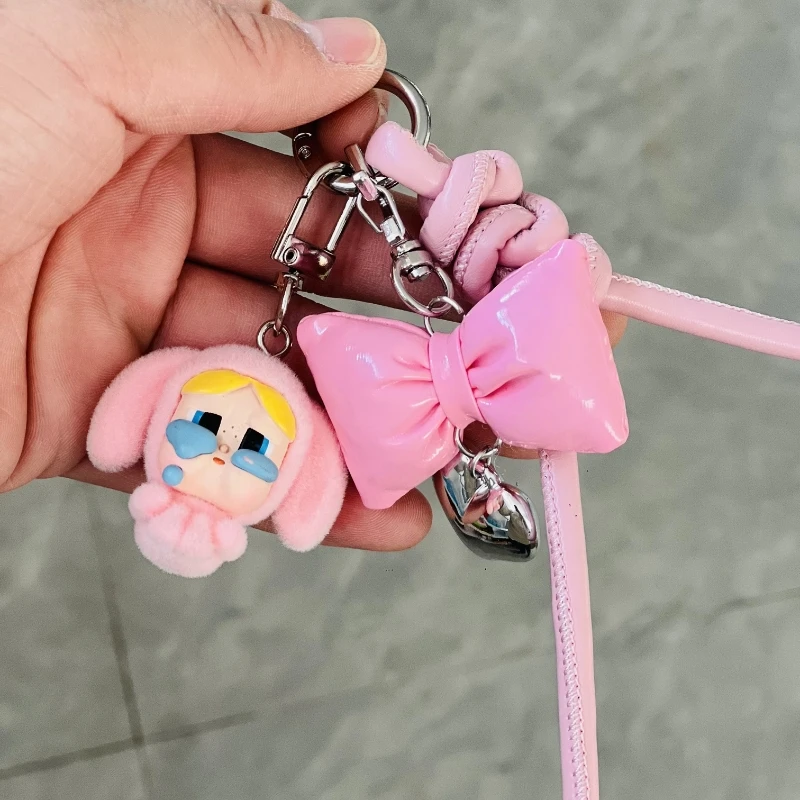 Kawaii Labubu Crybaby × Flying Little Police Chain Backpack Pendant Inspearl Beaded Bracelet Accessories Decoration Keychain