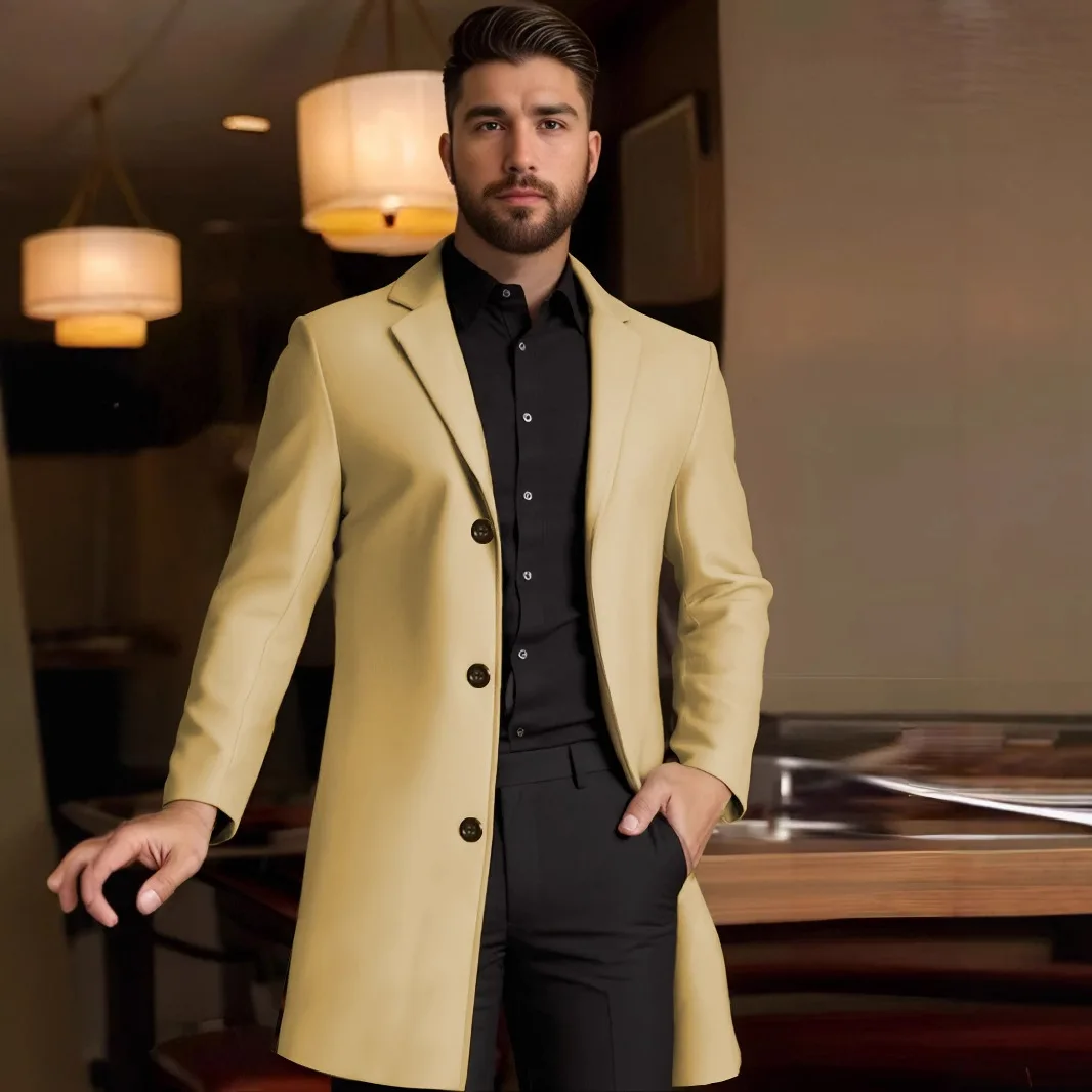 

2026 Spring Foreign With Turn-Down Collar, European And American Size, Casual Fashionable Mid-Length Trench Coat jacket