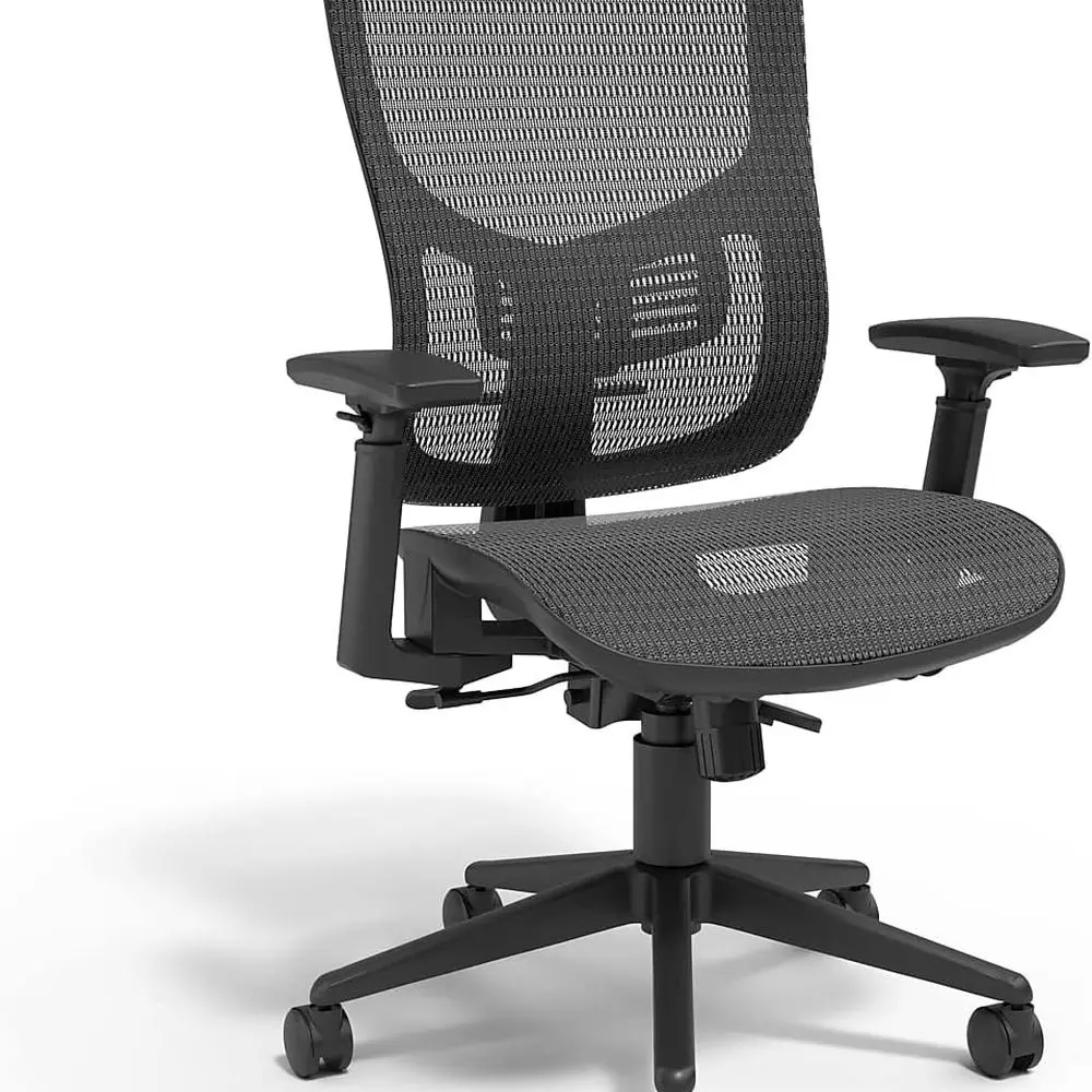 

Эргономичное офисное кресло Staples Kroy, вращающееся сиденье и спинка с дышащей сеткой, регулируемая высота, поясничная опора, черный