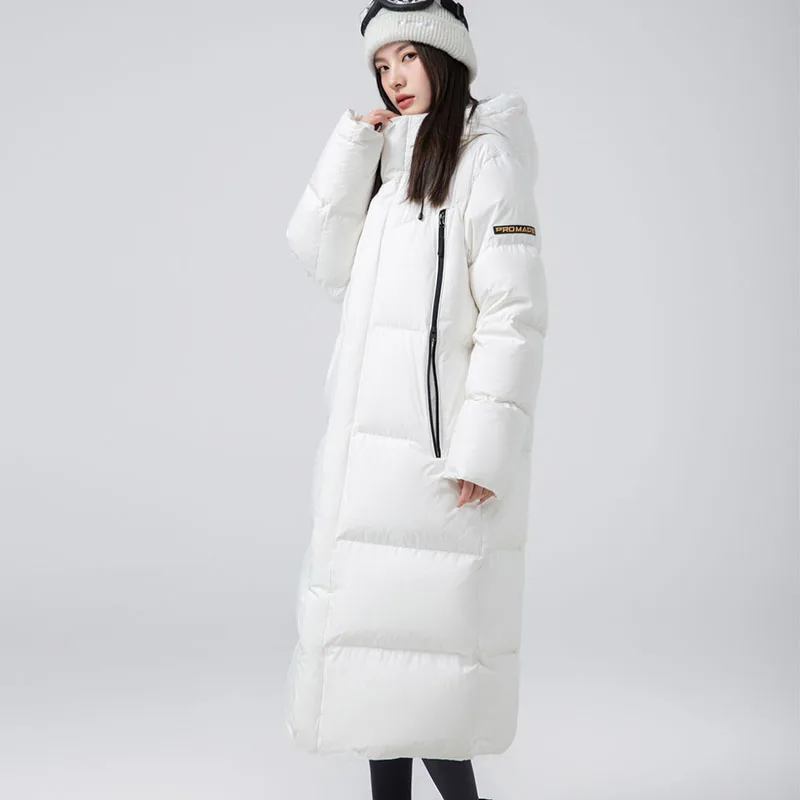 2025 New Fashionable and Elegant White Duck Down High-Quality Women's Down Jacket Winter Warm Hooded Women's Down Jacket