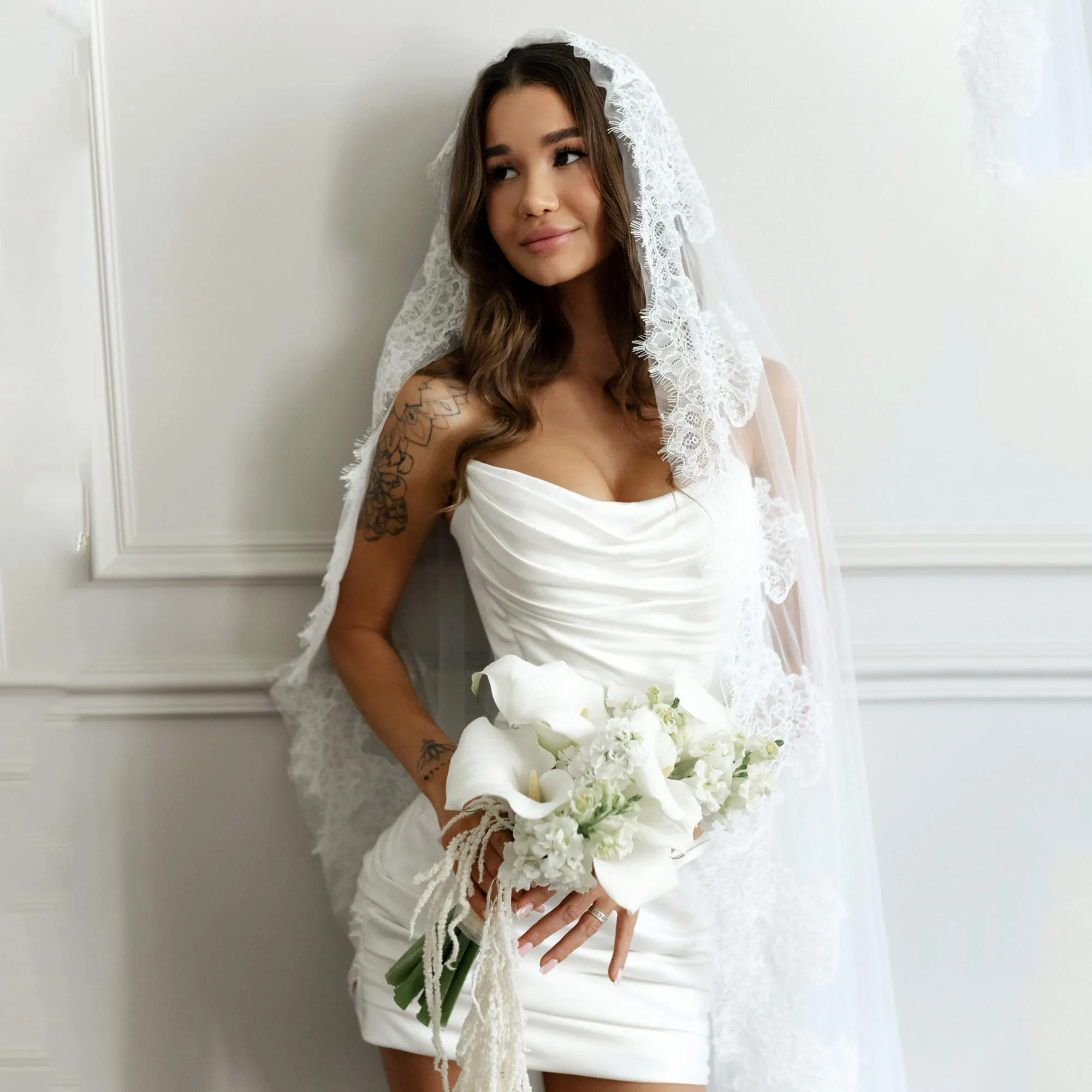 Mini Wedding Dress Ruched Short Two Piece Short Corset Back Civil Elopement Bridal Gown Engagement Bride Gowns Customized