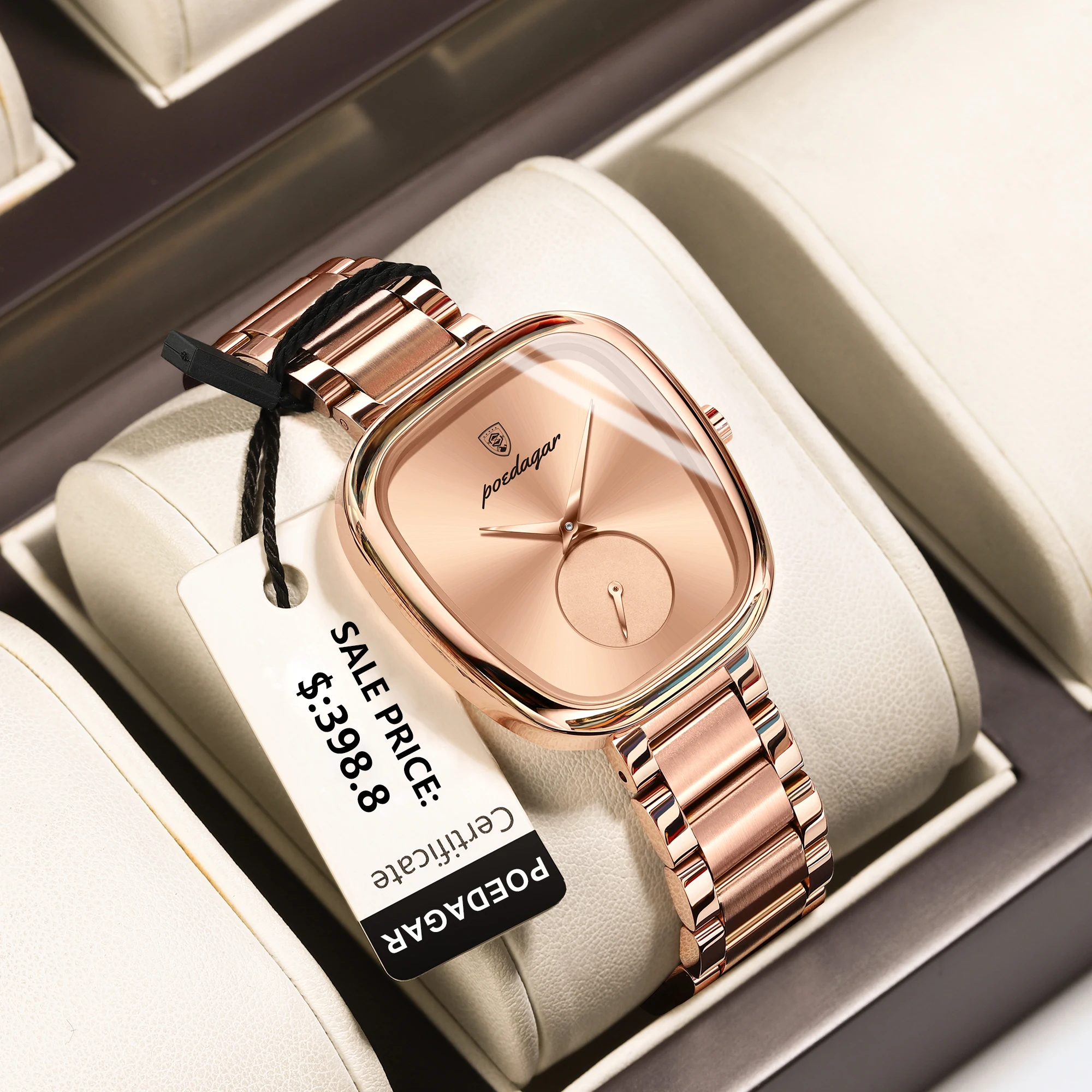 Poedagar Luxe Vrouw Horloge Waterdicht Roestvrij Staal Dames Horloge Mode Quartz Dameshorloges Elegante Eenvoudige Vrouwelijke Klok
