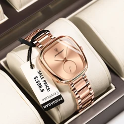 POEDAGAR-Montre de Luxe en Acier Inoxydable pour Femme, Étanche, à Quartz, Élégante, Simple, à la Mode