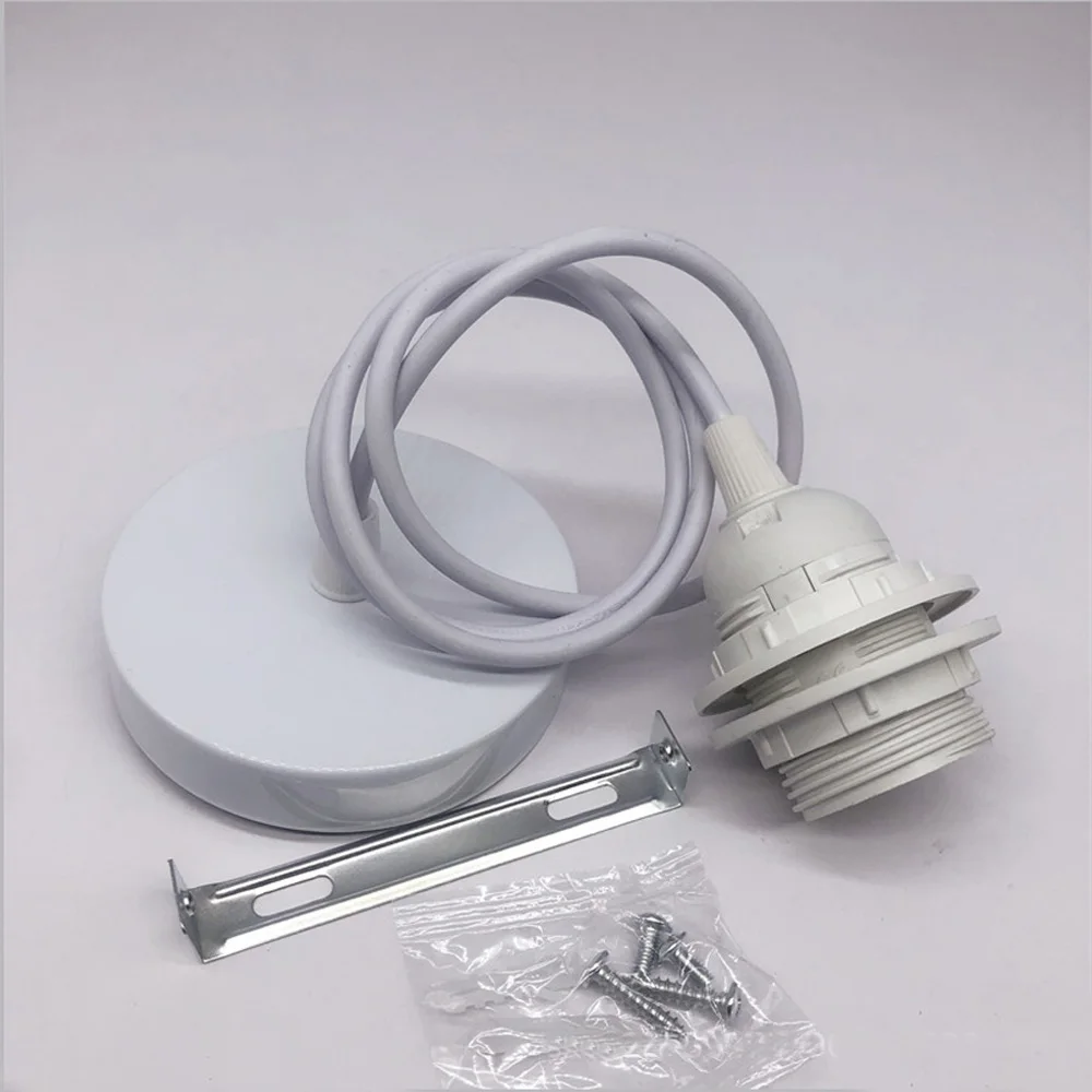 

E27 Lamp Holder Vintage Edison Lamp Bulb Base 1m Hanging With Two Ceiling Mount Ring For Lampshade Pendant Light Fixture Holders