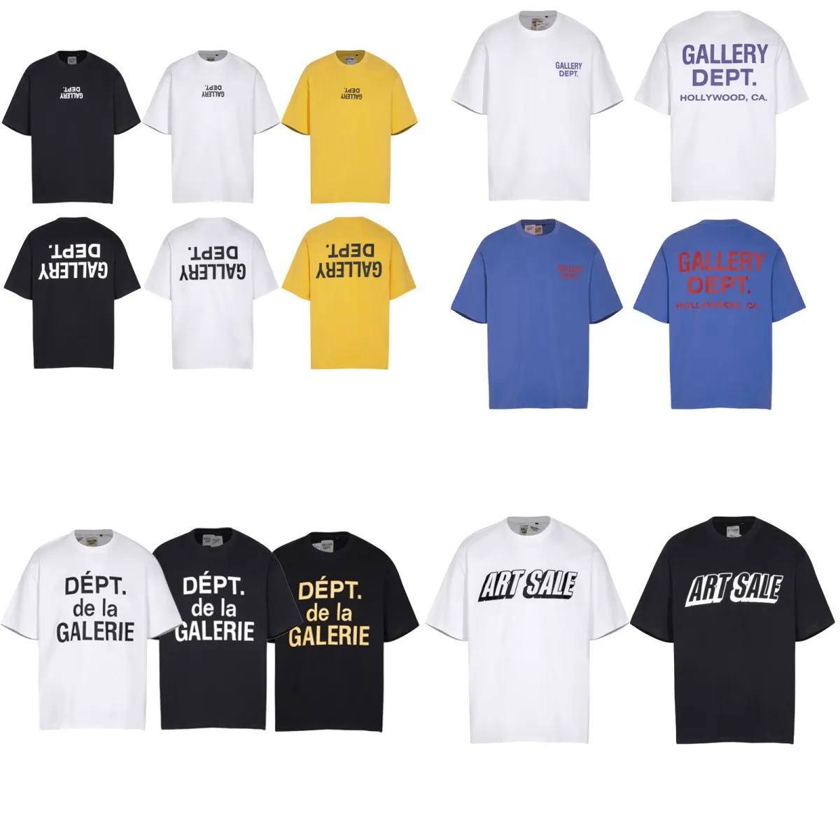 New GALLERY Art Series Music Festival Limited Edition T-Shirt Short Sleeve Printed French Slogan Reversed Letters Unisex