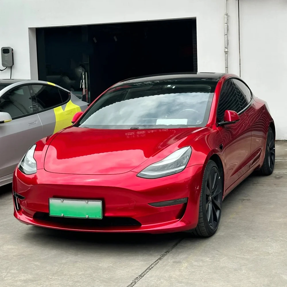 

Автомобильная пленка, виниловая пленка, супер яркая металлическая душа, красная автомобильная наклейка, пленка для изменения цвета, ПЭТ, без пузырьков, наклейки, ПВХ, автомобильные аксессуары