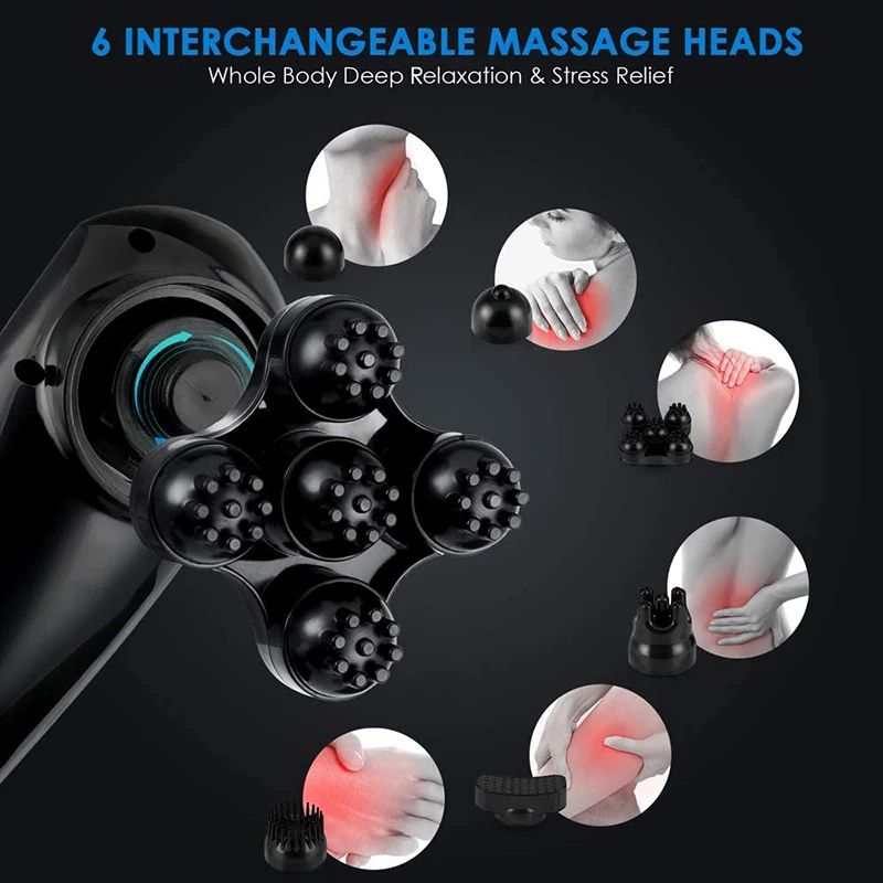 Rechargeable Hand Held Deep Tissue Massager for Muscles, Back Cordless Electric Percussion Body Massage for Foot, Neck, Shoulder