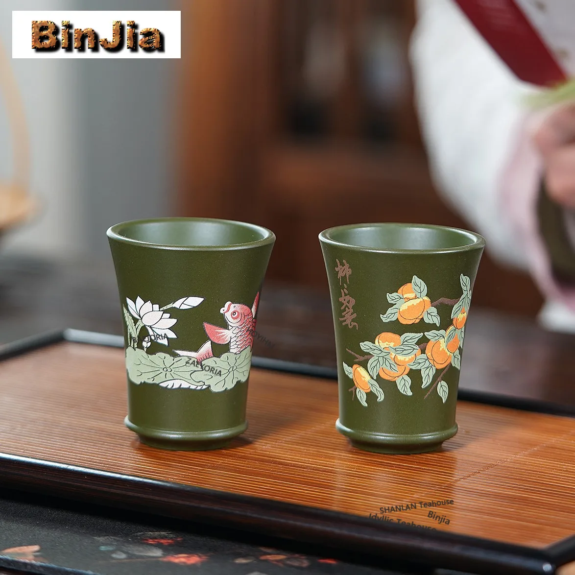 

70ml Yixing Zisha Clay Painted Lotus Leaf Teacup Aesthetic Tea Bowl Tea Pair Tea-tasting Fragrance Cup Jianzhan Master Cup Cafes