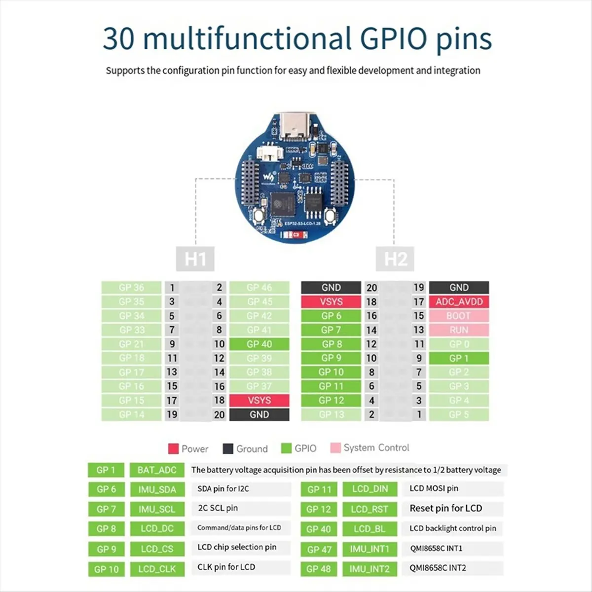 

(A26M) ESP32-S3 Development Board, Integrates GC9A01 Display Driver Chip, 32-Bit LX7 Dual-Core Processor,1.28Inch IPS LCD