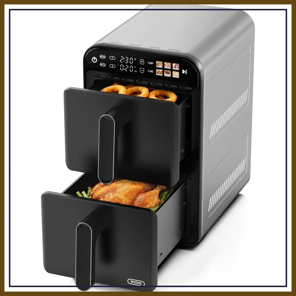

Dual Basket Air Fryers 11.6QT, Double Airfryer 2 Rack, Touchscreen 6-in-1 Presets, Sync & Match, Dishwasher-Safe