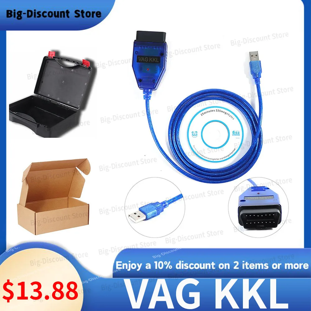 Car Diagnostiic Tool  For VAG KKL 409 With CH340 Chip For VAG 409 KKL Cable USB Interface VAG409 OBD2 Scanner For VW/AUDI  Tool