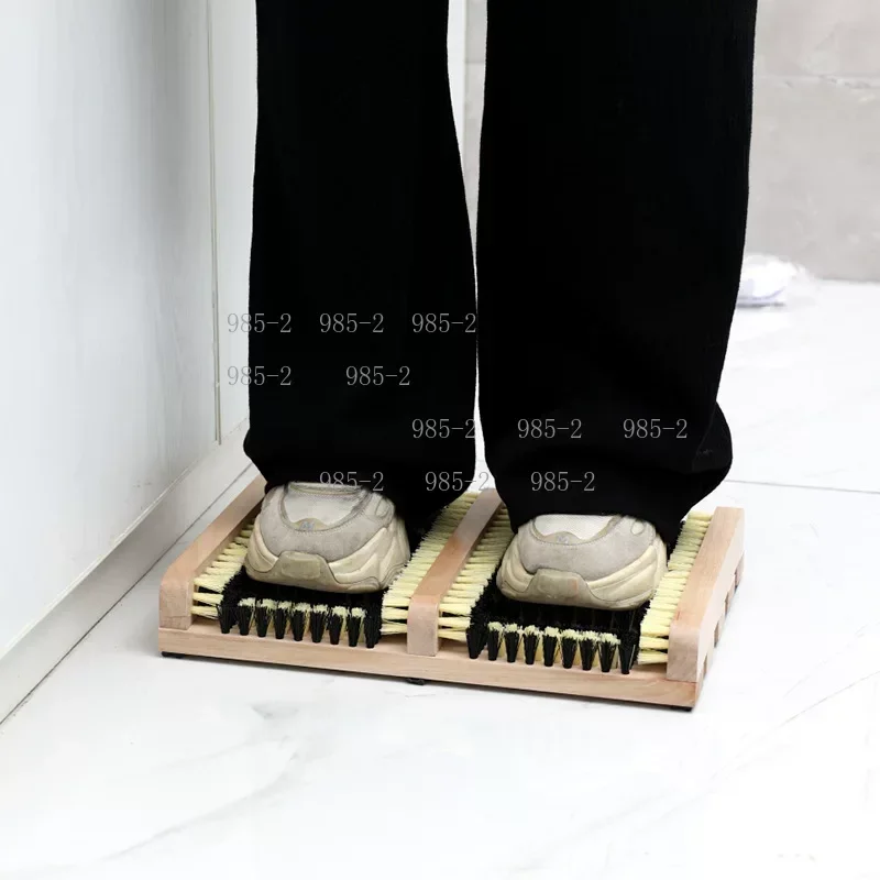 Solid Wood Shoe Shining Brush, Portable Semi-automatic Shoe Cleaning Tool, Lazy Shoe Polishing Device for Home Outdoor