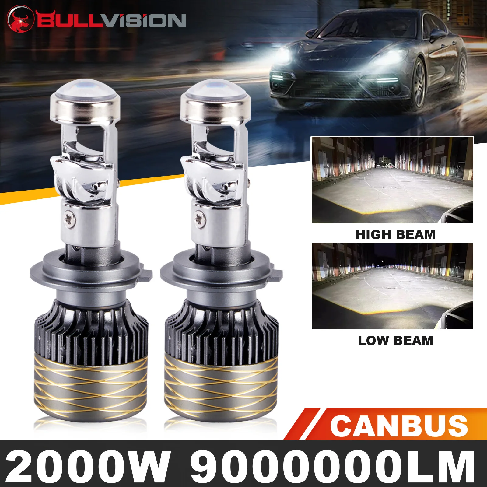 2000w h7 h4 h11 led mini lente farol h8 9005 9006 hb3 hb4 canbus turbo led projetor lâmpada 6000k auto/moto lâmpada luz de nevoeiro