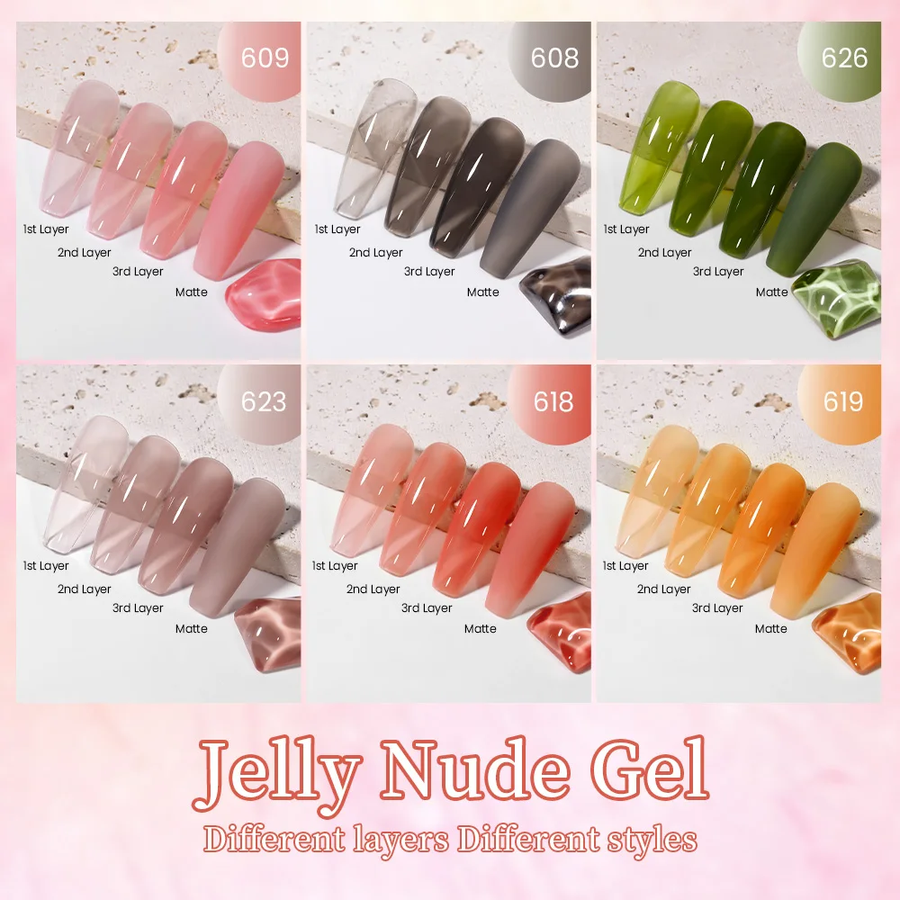 MAYCHAO Jelly Gel Nail Polish 5ML Transparent Nude Gel Polish Sheer Pink Color Soak Off LED Salon DIY at Home Gel Nail Manicure