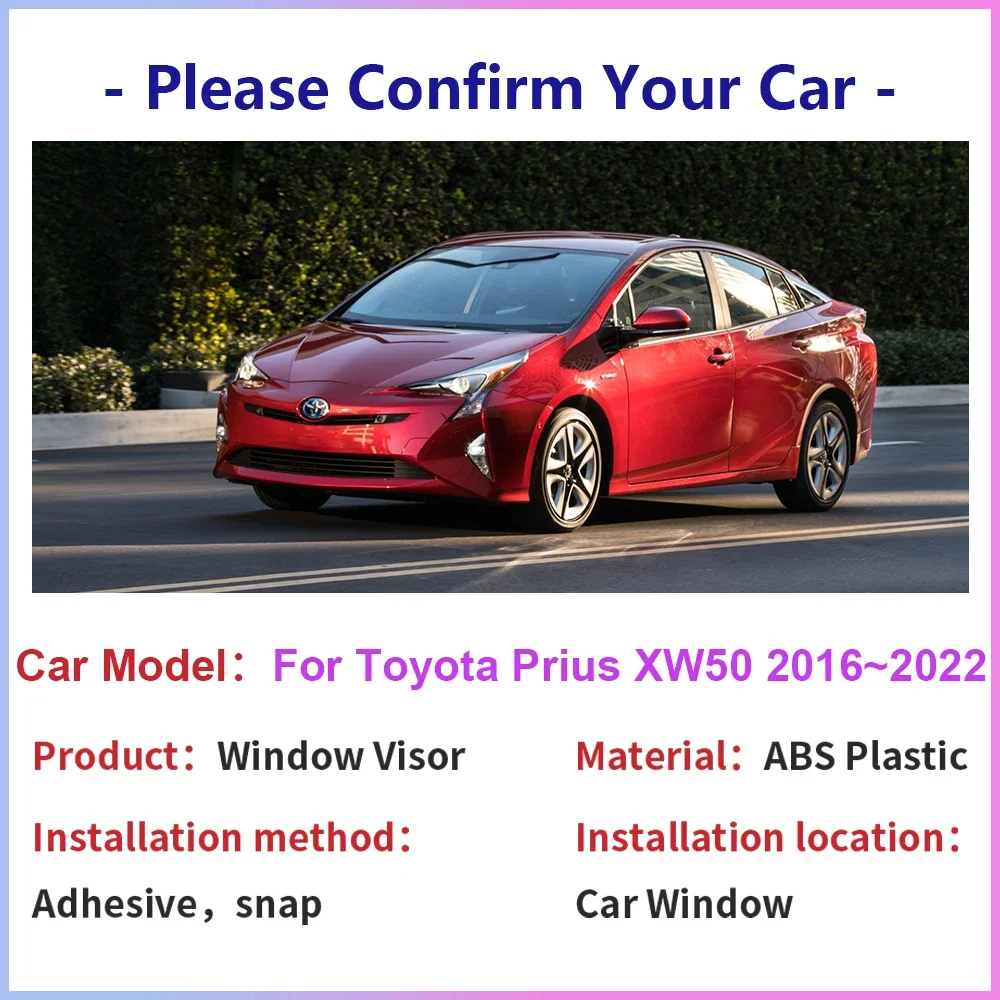 Car Window Visor for Toyota Prius XW50 2016~2022 2017 Sun Rain Guard Side Vent Smoke Covers Awnings Shelters Exterior Accessorie