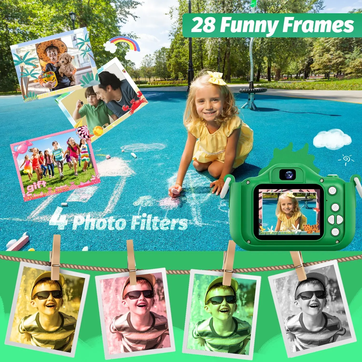 Kamera Digital Anak-anak Kamera Ganda HD 1080P Mainan Kamera Video Tampilan Kamera Mini Mainan Anak-anak untuk Hadiah Ulang Tahun/Natal