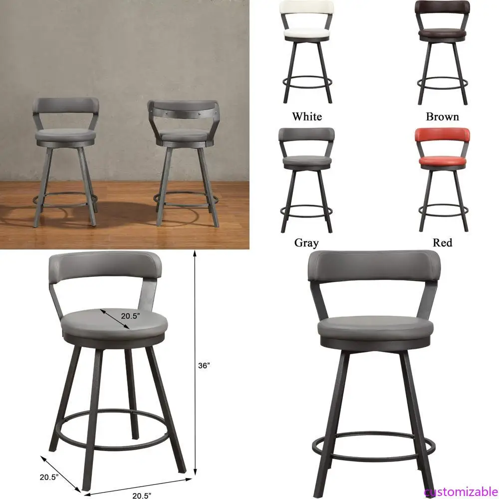 

Homelegance Appert Swivel Bar Stools with Upholstered Faux Leather Seats, Metal Frame, and Footrest, Counter Height Chairs Set