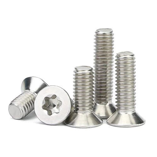 Imagen 2 del producto 50/ 20/ 10 /5 Uds M1.6 M2 M2.5 M3 M4 M5 M6 M8 304 Tornillo de cabeza avellanada plana Torx de seis lóbulos de acero inoxidable GB2673