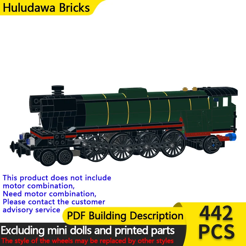 

City Car Model MOC Building Bricks Railway Green Steam Locomotive Modular Technology Children Holiday Gifts Assemble Toys Suit