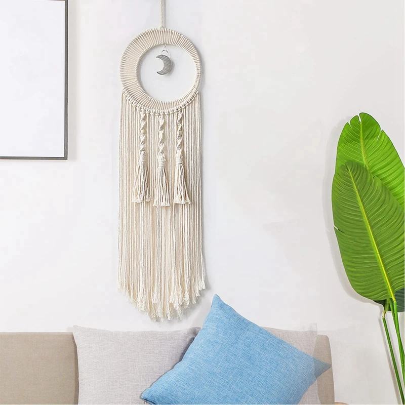 Macrame Moon Dream Catchers Wall Hanging Decor Dream Catcher Handmade Home Bedroom Decoration image 2