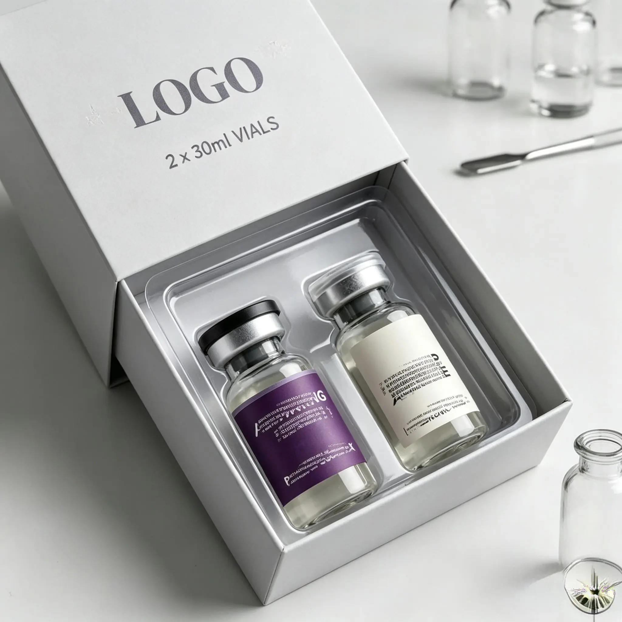 Custom Produced Peptide Powder Bottle Labels & Custom Packaging Boxes for 3ml-10ml Health Beauty Vials view 5