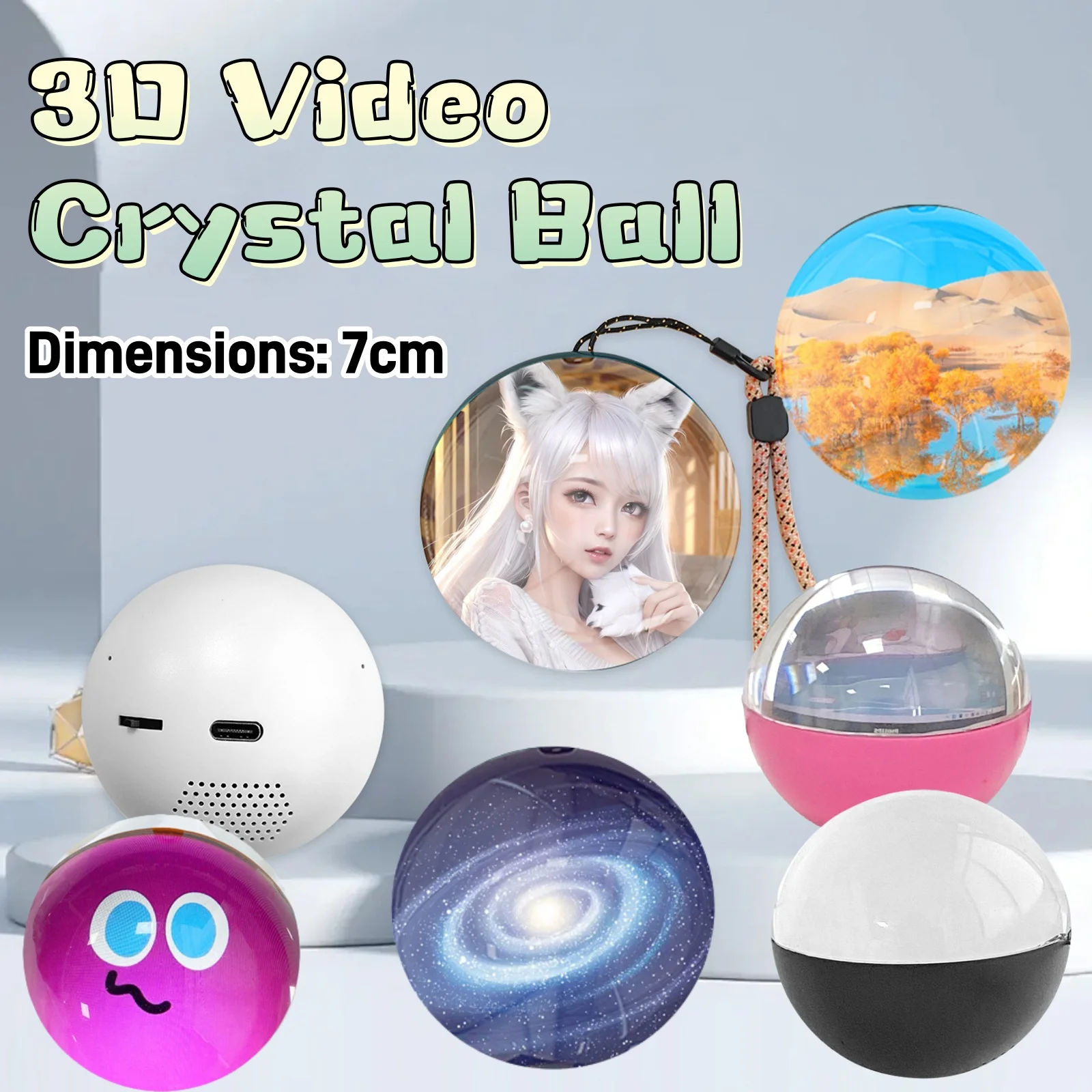 مشغل فيديو كرة كريستال ثلاثي الأبعاد، عرض الصوت والفيديو، كرة الذاكرة الإلكترونية، هدية عيد ميلاد تذكارية للعائلة والأصدقاء