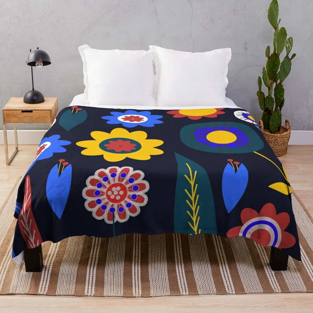 Midnight floral expo Throw Blanket Kid'S Quilt Soft Beds Blankets