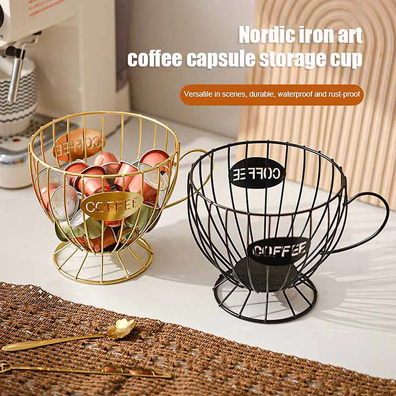 1Pc Metal Coffee Capsule Organizer Universal For Nespresso Capsule Holder Metal Snack Candy Storage Basket Espresso Capsule Pot