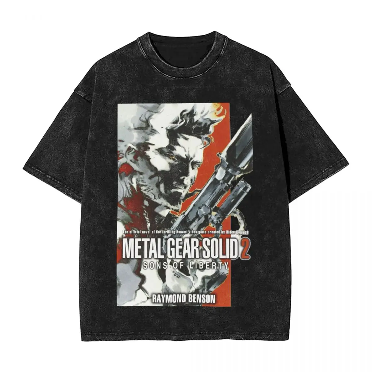 

MGS1 Solid Snake Game woman Men Washed T-Shirt Hot stamping Print Tees,Harajuku Cotton Tshirt Men's Summer Short Sleeve Tees